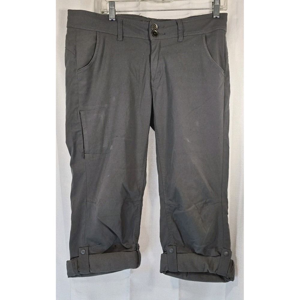 PrAna Knicker Belted Capri Pants Size 10 Cargo‎ Gray Camping Outdoor Active